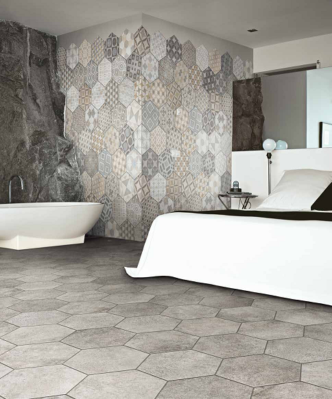 The Oversize collection comes in many different colours and sizes. Suitable for indoor flooring and tiling in spaces such as kitchens, bathrooms and living spaces, with modern touch and decorations.