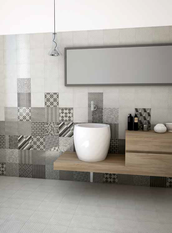 Metropolitan atmospheres and colors, for a contemporary tiled space, and up to date decoration.